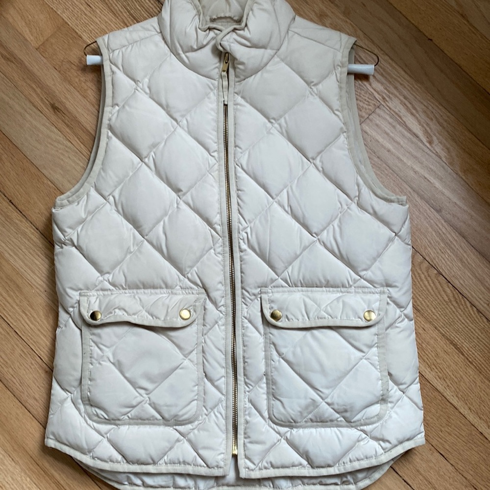 J Crew Quilted Field Vest - Cream - Size S